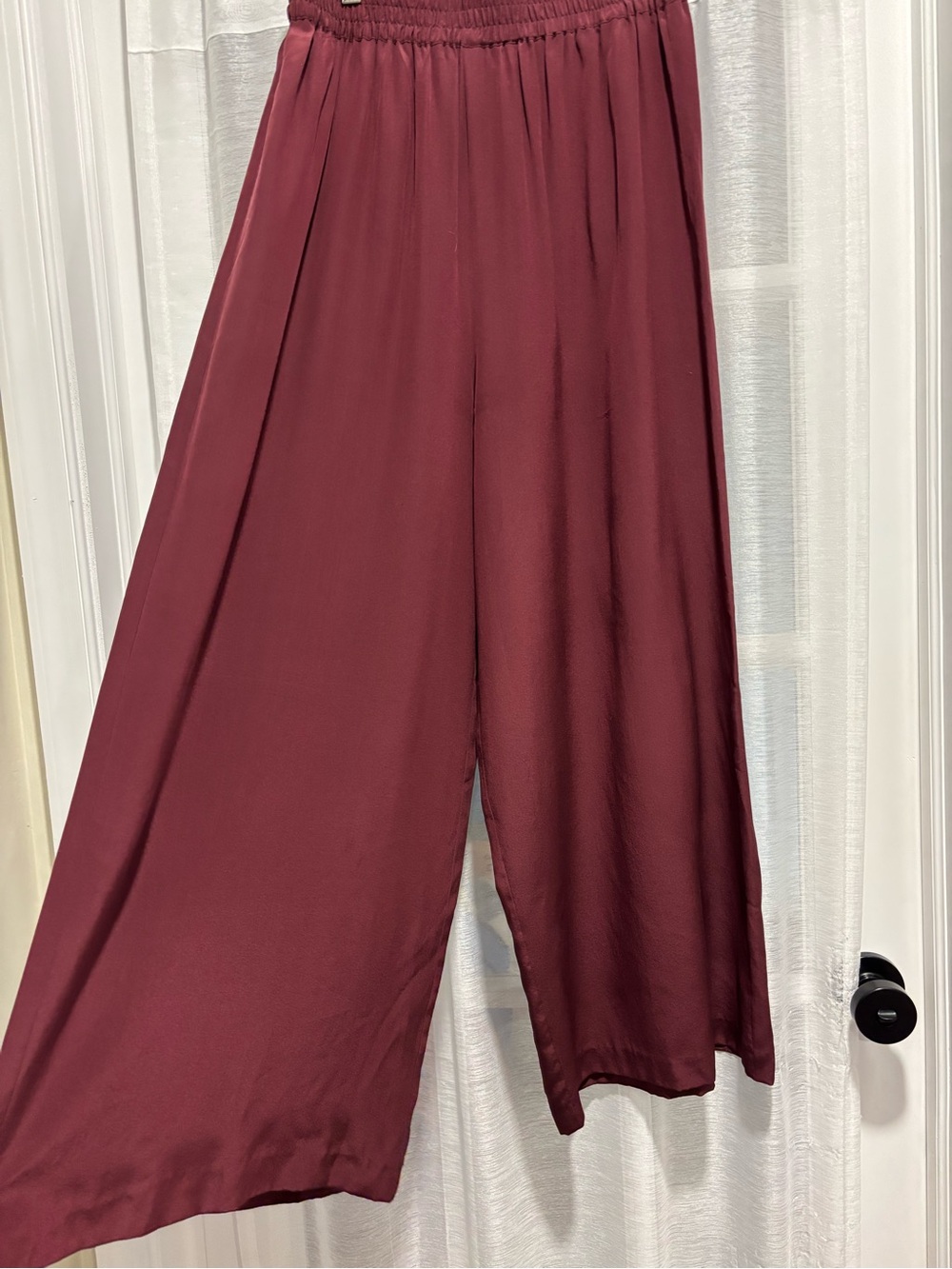 Vintage JRT James River Traders 100% Silk Wide Leg Pull-On Pants Burgundy Large